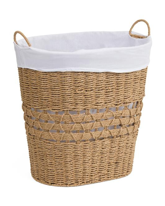 Small Oval Tapered Laundry Basket With Liner | TJ Maxx