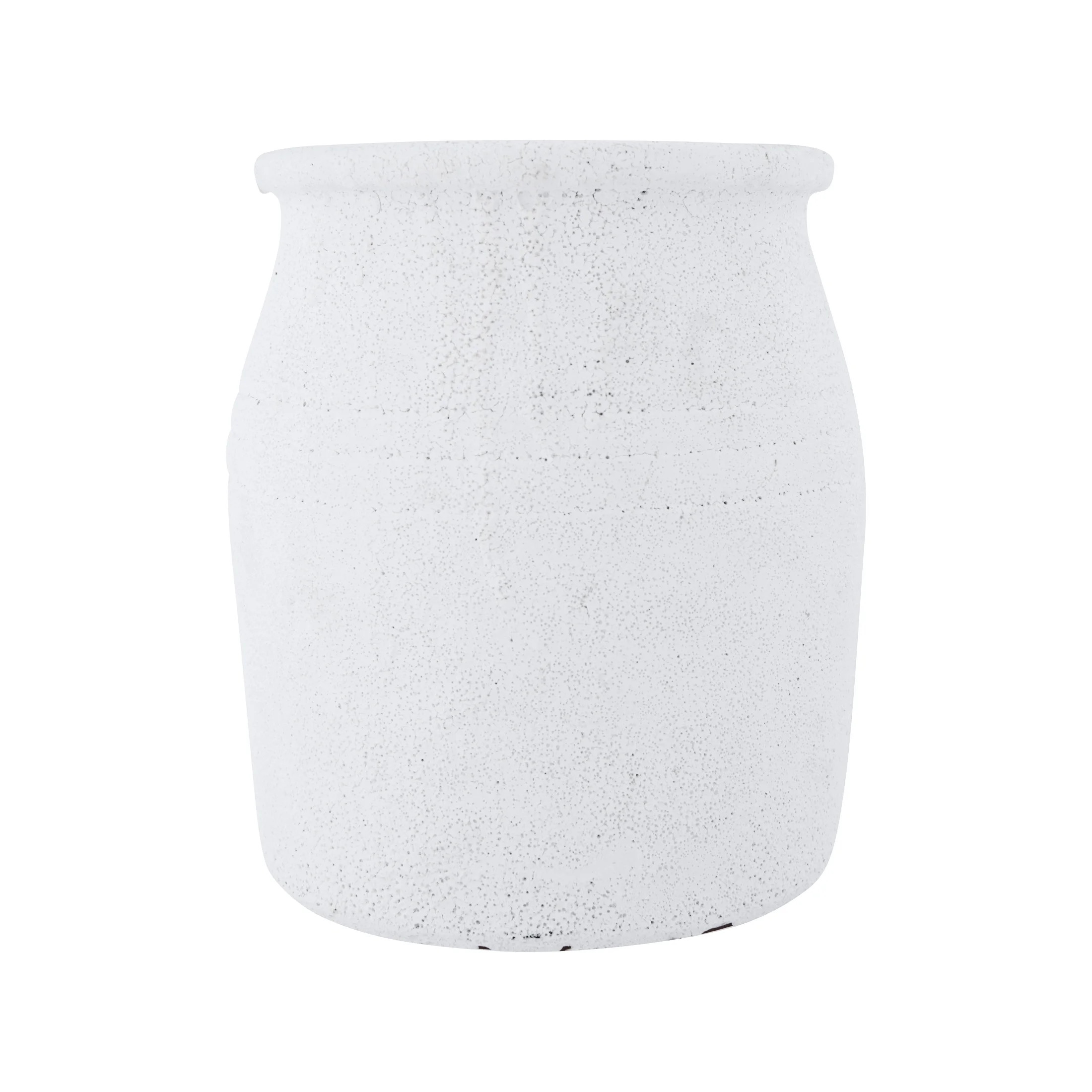 Creative Co-Op Round Terra-cotta Crock with Distressed Volcano Glaze, White | Walmart (US)