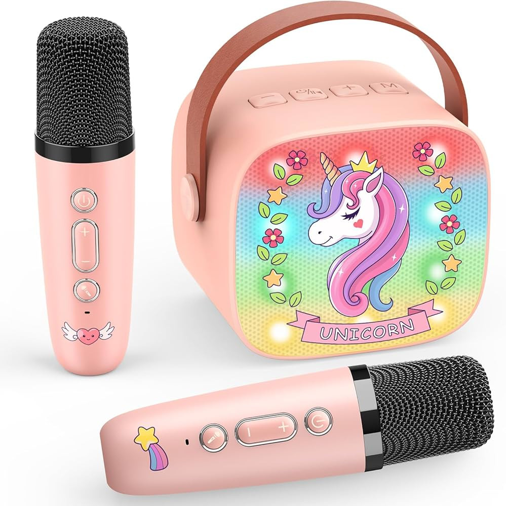 Karaoke Maschine mit 2 Bluetooth Mikrofon Kinder, Einhorn Weihnachts Geschenke Spielzeug für Mä... | Amazon (DE)