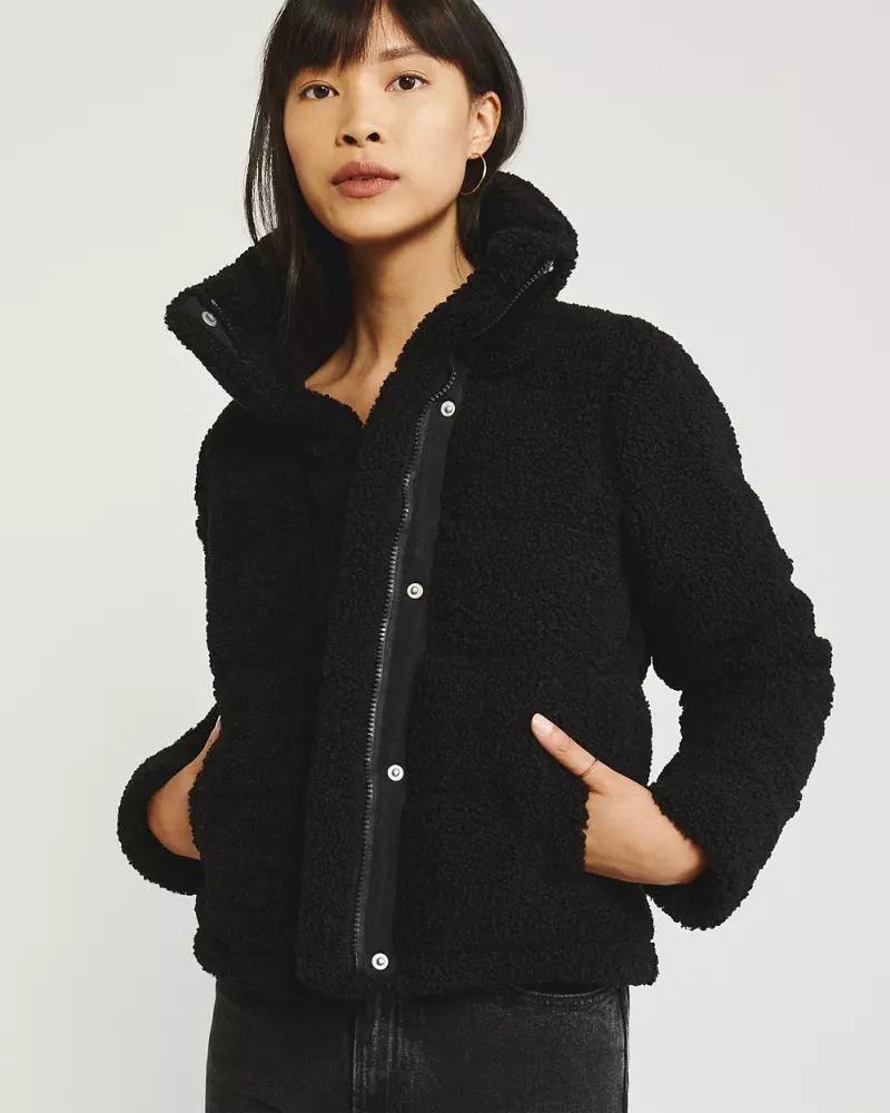 Mini Sherpa Fleece Puffer Jacket | Abercrombie & Fitch US & UK