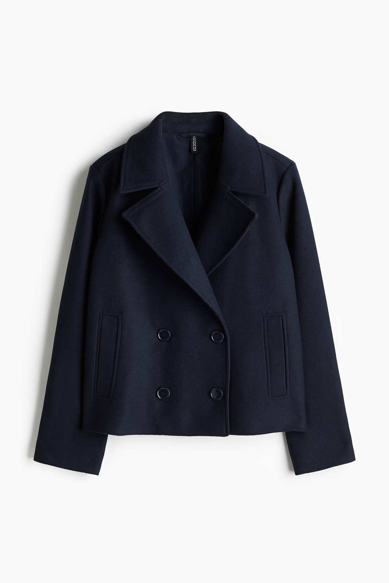 Short pea coat - Navy blue - Ladies | H&M GB | H&M (UK, MY, IN, SG, PH, TW, HK)