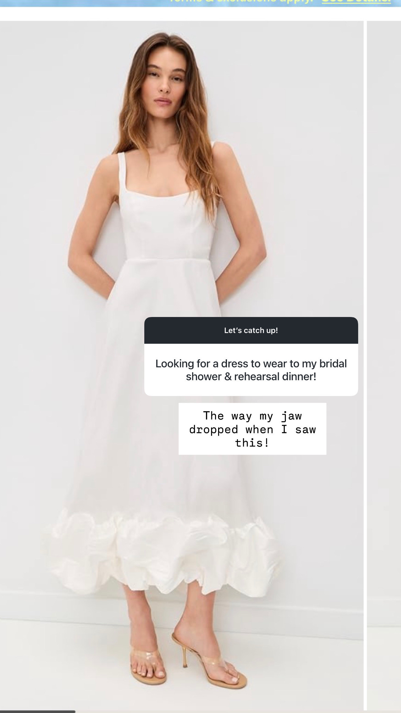 The hem on this white dress 😍 perfect for a bridal shower, rehearsal dinner, or engagement shoot! A unique yet classy dress that will stand out! 

Loverly grey, white midi dress, bridal long dress, ruffle hem, show me your mumu, revolve, white sundress 

 #LTKSeasonal #LTKWedding
