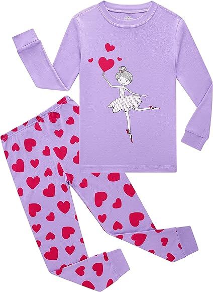 Family Feeling Little Girls 2 Piece 100% Cotton Pajamas Sets Big Kids Pjs | Amazon (US)