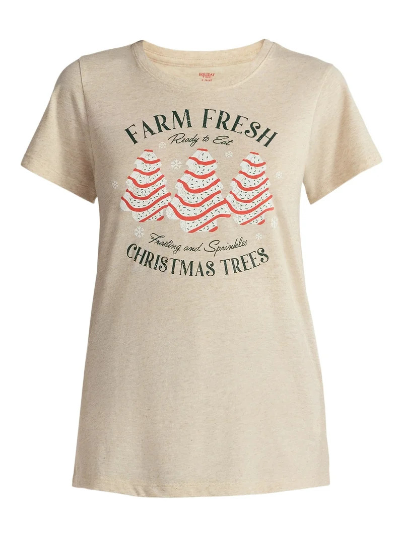 Christmas Women's Sprinkle Trees Graphic Tee from Holiday Time, Sizes S-XXXL - Walmart.com | Walmart (US)