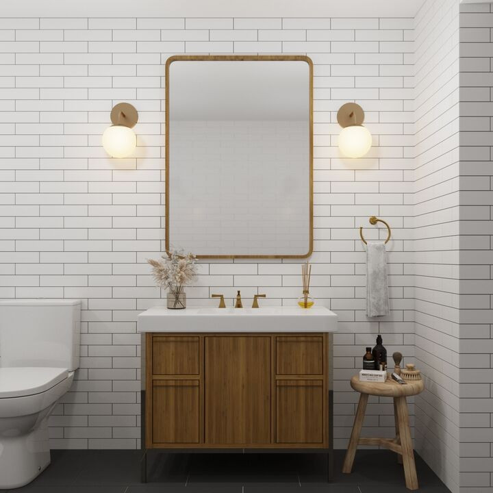 Castell Single Globe Vanity Light, Aged Brass | Lights.com