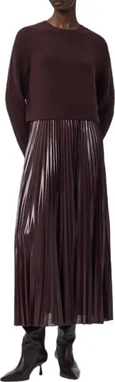 AllSaints Spark Pleated Maxi Dress & Merino Wool Blend Sweater Set | Nordstrom | Nordstrom