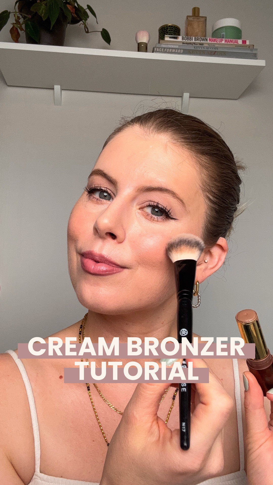 Getting cream bronzer to look smooth and natural all comes down to technique, so hopefully this tutorial helps!

Building up the amount of product you need is how pros do this--putting all of the product on your face at one time and blending like crazy is how the beauty influencers do it (shade intended lol)

Here are the products I’m using:
Too Faced Melting Bronzing Stick in Chocolate Mousse
BK Beauty N17 Brush