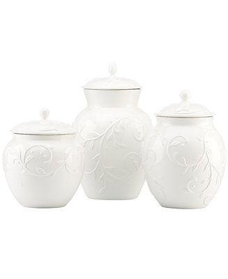 Lenox Canisters, Set of 3 Opal Innocence Carved & Reviews - Dinnerware - Dining & Entertaining - ... | Macys (US)
