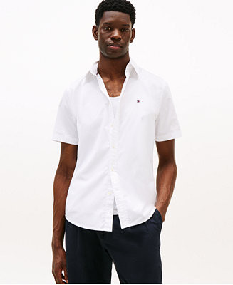 Tommy Hilfiger Men's Short Sleeve Flex Poplin Regular Fit Shirt - Macy's | Macy's