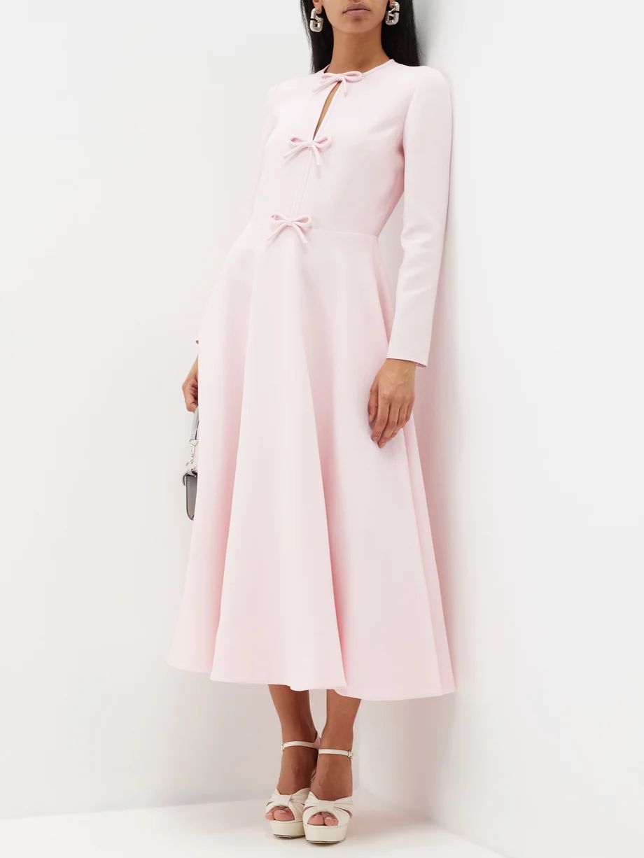 Bow-trim wool-blend crepe midi dress | Valentino Garavani | Matches (US)