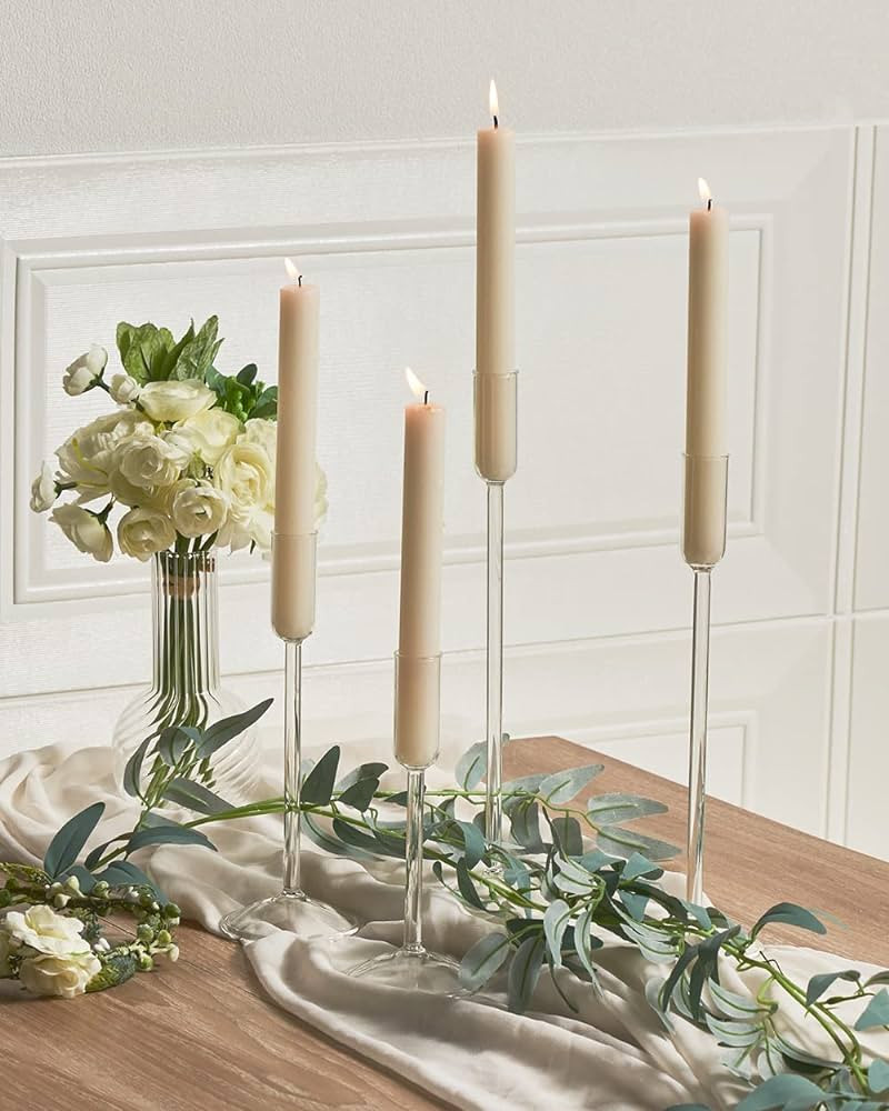 Candlestick Holders, Glass Taper Candle Holders Set of 8, Candle Holders for Candlesticks, for Ch... | Amazon (US)