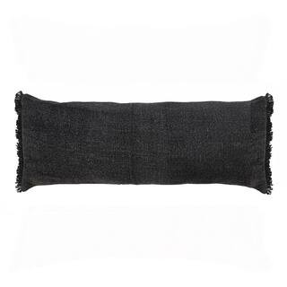 LR Home Neera Jet Black Solid Fringe Soft Polyfill 14 in. x 36 in. Lumbar Throw Pillow 9075A3084D... | The Home Depot