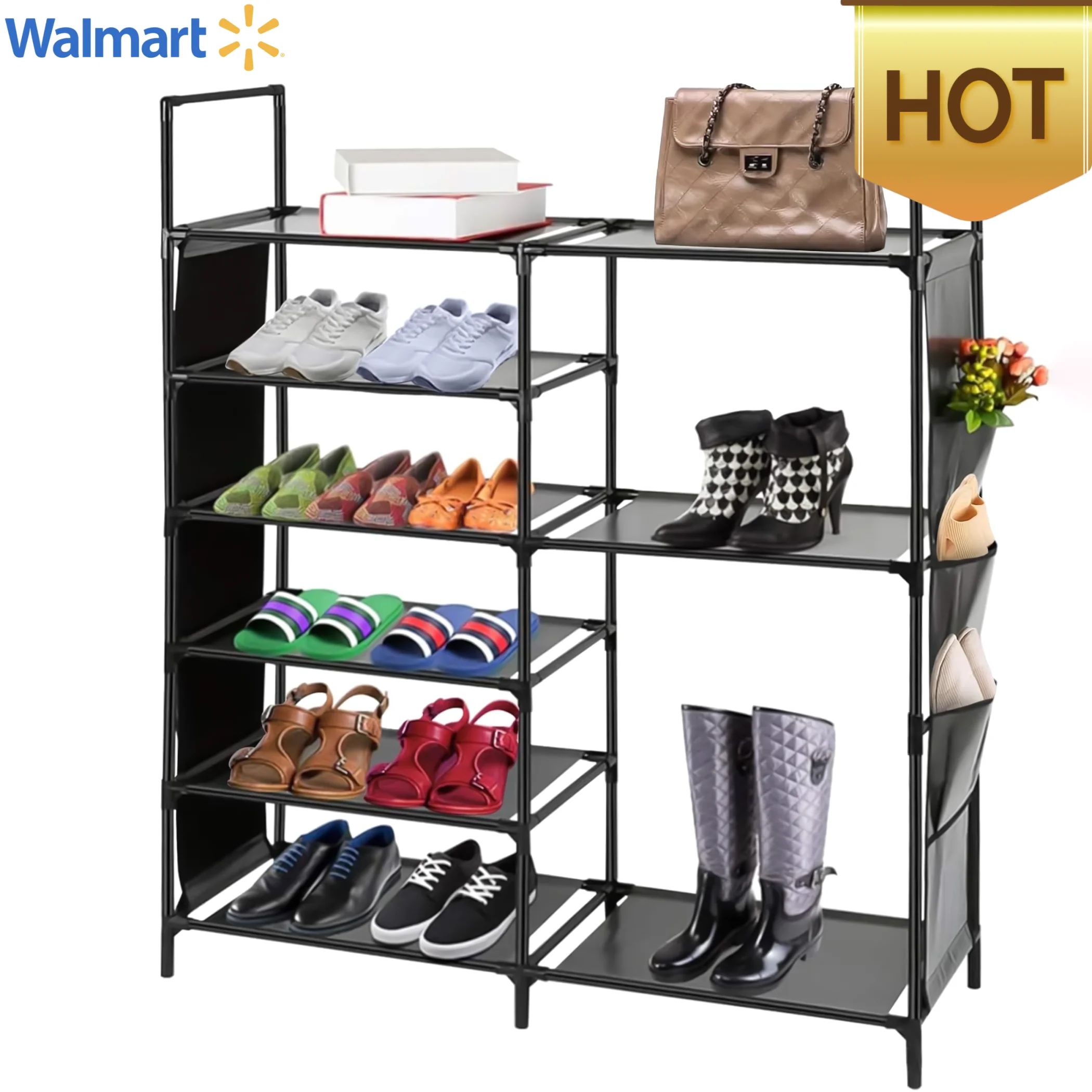 TECHVIDA Shoe Rack 6 Tier Shoe Organizer Shoe Storage, 30-35 Pairs Shoe Boots Organizer for Entry... | Walmart (US)