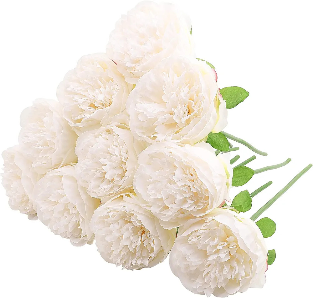Decpro 10 Pcs Artificial Peonies, Single Stem Silk Peony Fake Flower for Wedding Home Office Part... | Amazon (US)