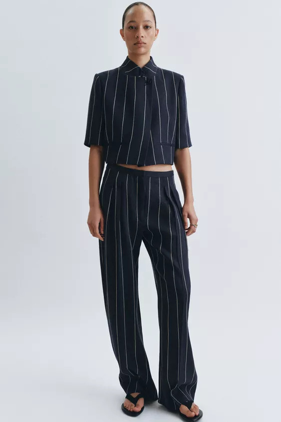 ZW COLLECTION STRIPED LINEN BLEND JACKET | Zara UK