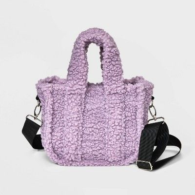 Girls' Sherpa Mini Crossbody Tote - art class™ Purple | Target