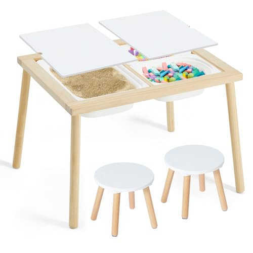 Sensory Table with 2 Pack Wooden Kids Stool | Amazon (US)