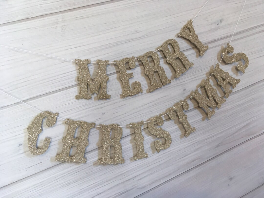 Free Shipping 4" Merry Christmas Banner Garland Christmas Handmade Decoration Handmade Silver Ger... | Etsy (US)