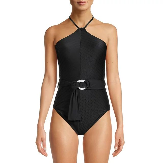 Time and Tru Women's Chevron Halter One Piece Swimsuit | Walmart (US)