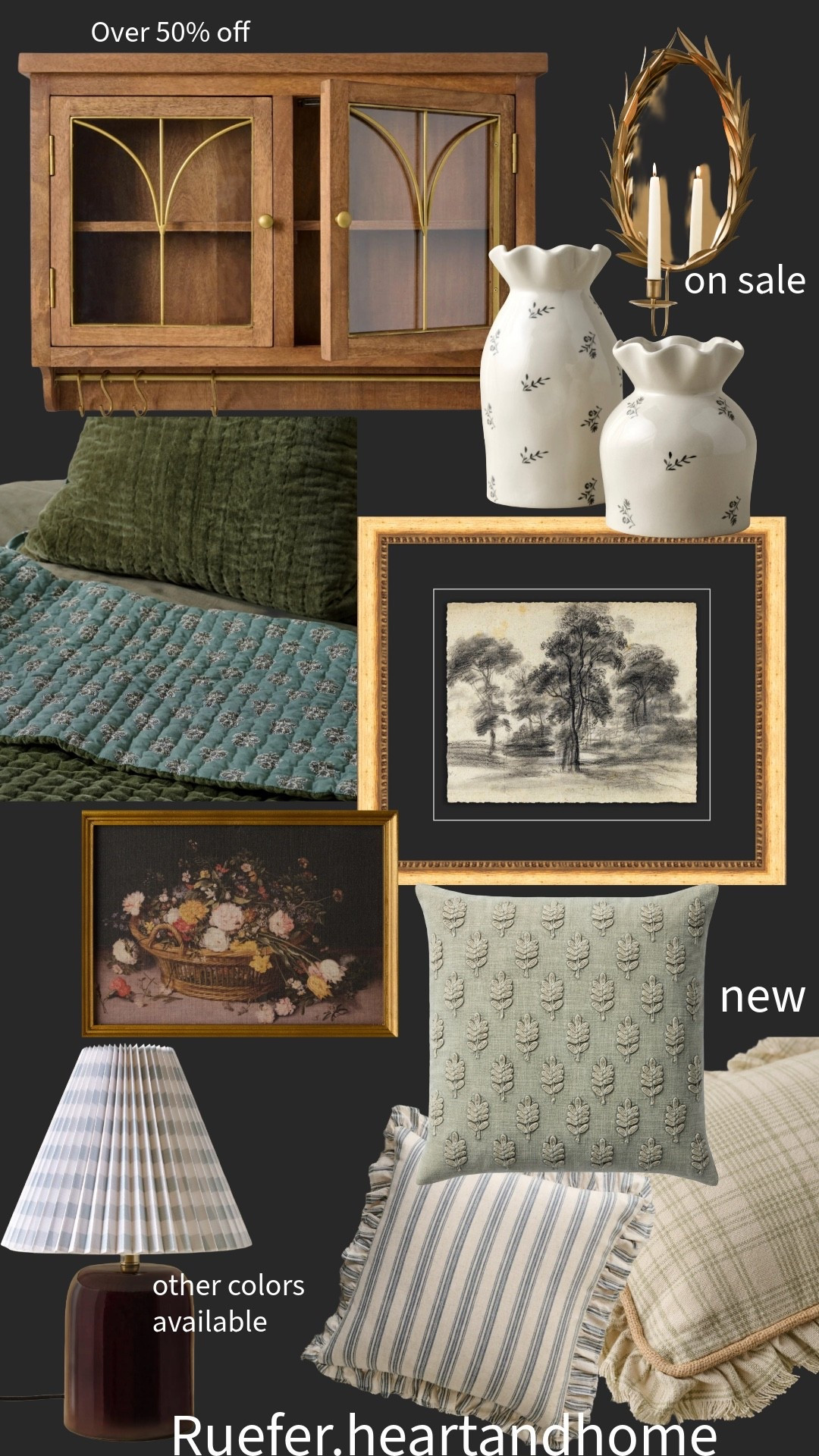 Warm and cozy winter styling home decor pieces… reversible velvet quilt, framed art, tree sketch art, floral art, pillows, table lamp with gingham shade, vases, wooden wall display cabinet with doors, gold candle sconce

#LTKHome #LTKSaleAlert #LTKSeasonal
