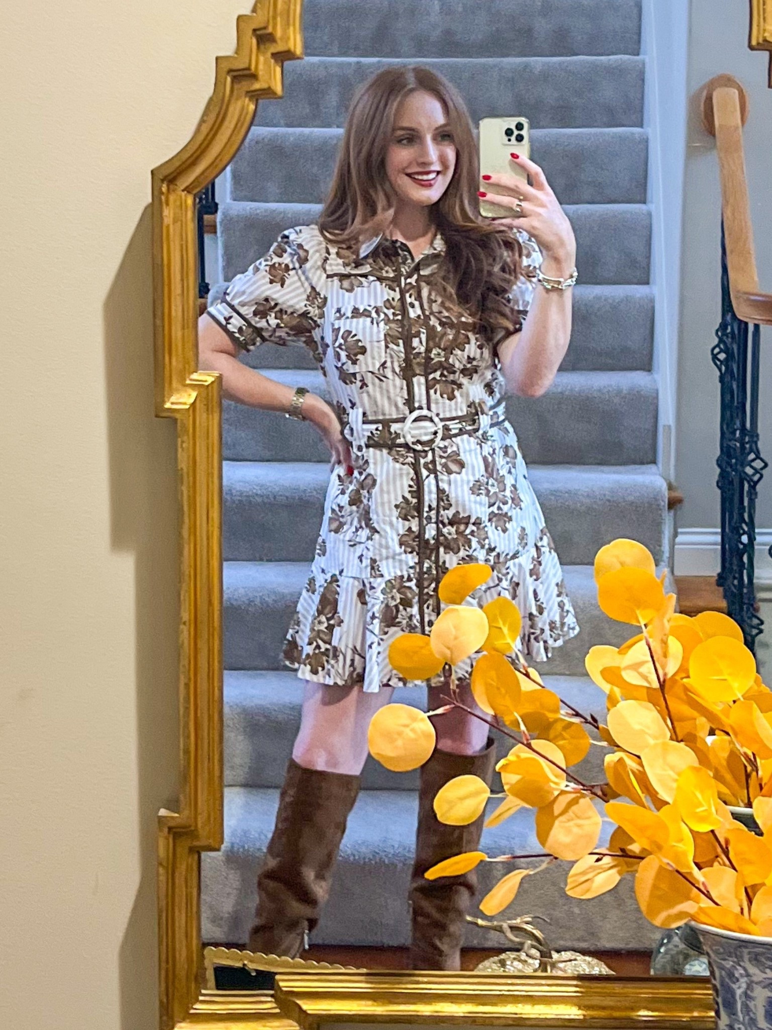 Fall outfit - wearing large in the dress (typically a medium) and size 10 in boots (true to size) 

Avara - Dillards - fall boots - fall style - fall outfit - floral dress - suede boots - brown boots - affordable style - work wear - going out - date night 

#LTKWorkwear #LTKShoeCrush #LTKSeasonal