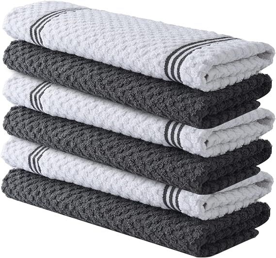 Infinitee Xclusives Premium Kitchen Towels – Pack of 6, 100% Cotton 15 x 25 Inches Absorbent Di... | Amazon (US)