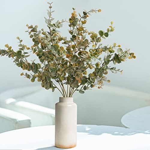 SOMYTING 3 Packs Artificial Eucalyptus Stems, Faux Eucalyptus Leaves Branches Silver Dollar Eucal... | Amazon (CA)