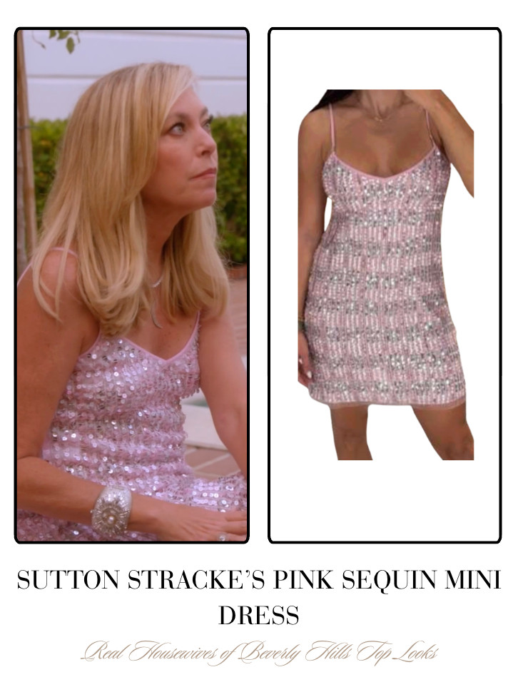 Sutton Stracke's Pink Sequin Mini Dress is by Chanel // Shop Similar 

 
