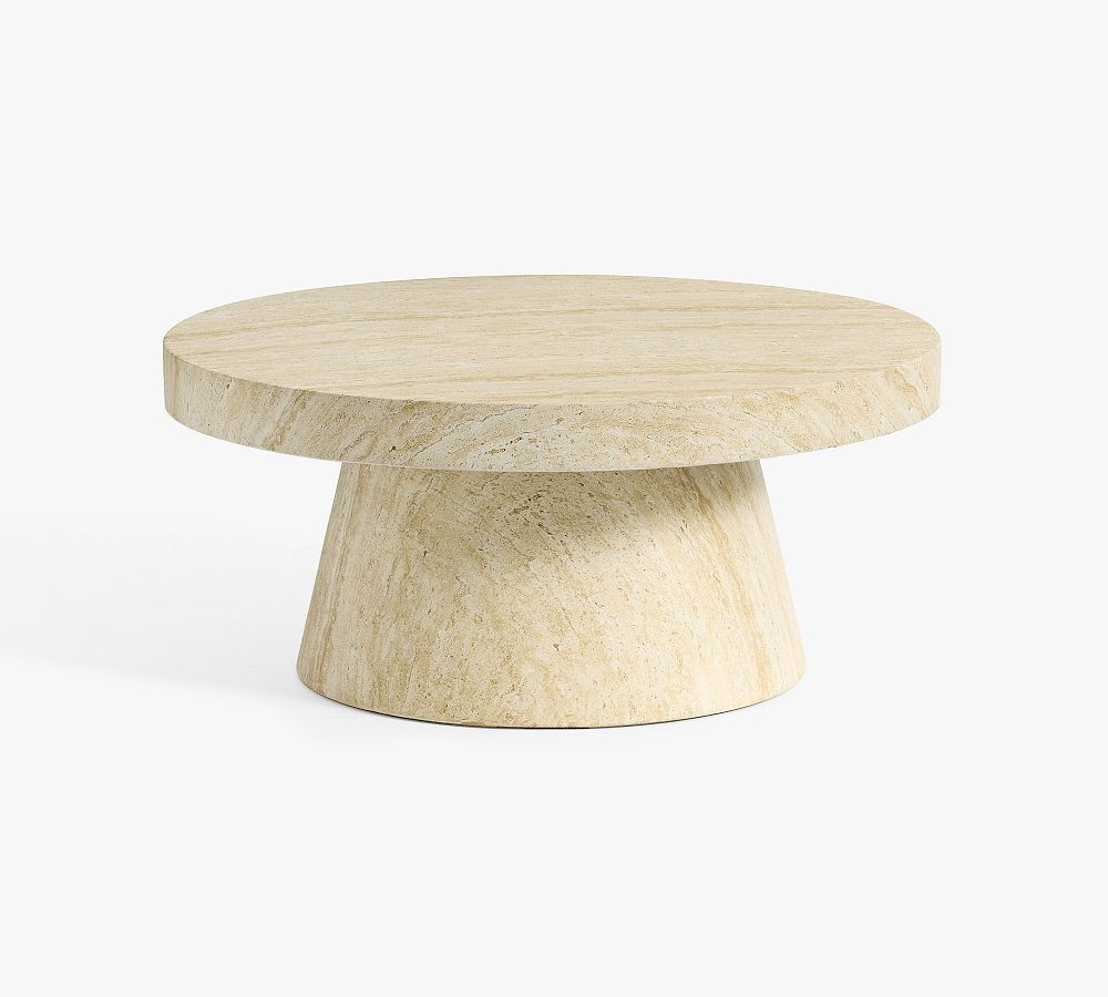 Pomona Faux Travertine Round Outdoor Coffee Table (36") | Pottery Barn (US)