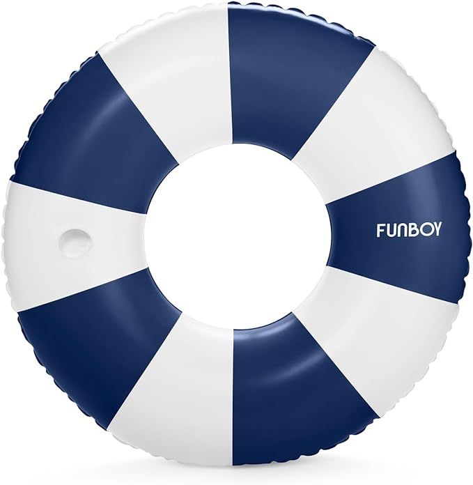 FUNBOY Giant Vintage Navy Blue Stripe 48'' Tube Float with Integrated Cup Holder, Perfect for a S... | Amazon (US)