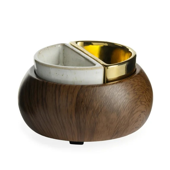 Better Homes & Gardens Full Size Split Dish Electric Wax Melt Warmer with Dark Wood Grain Base | Walmart (US)