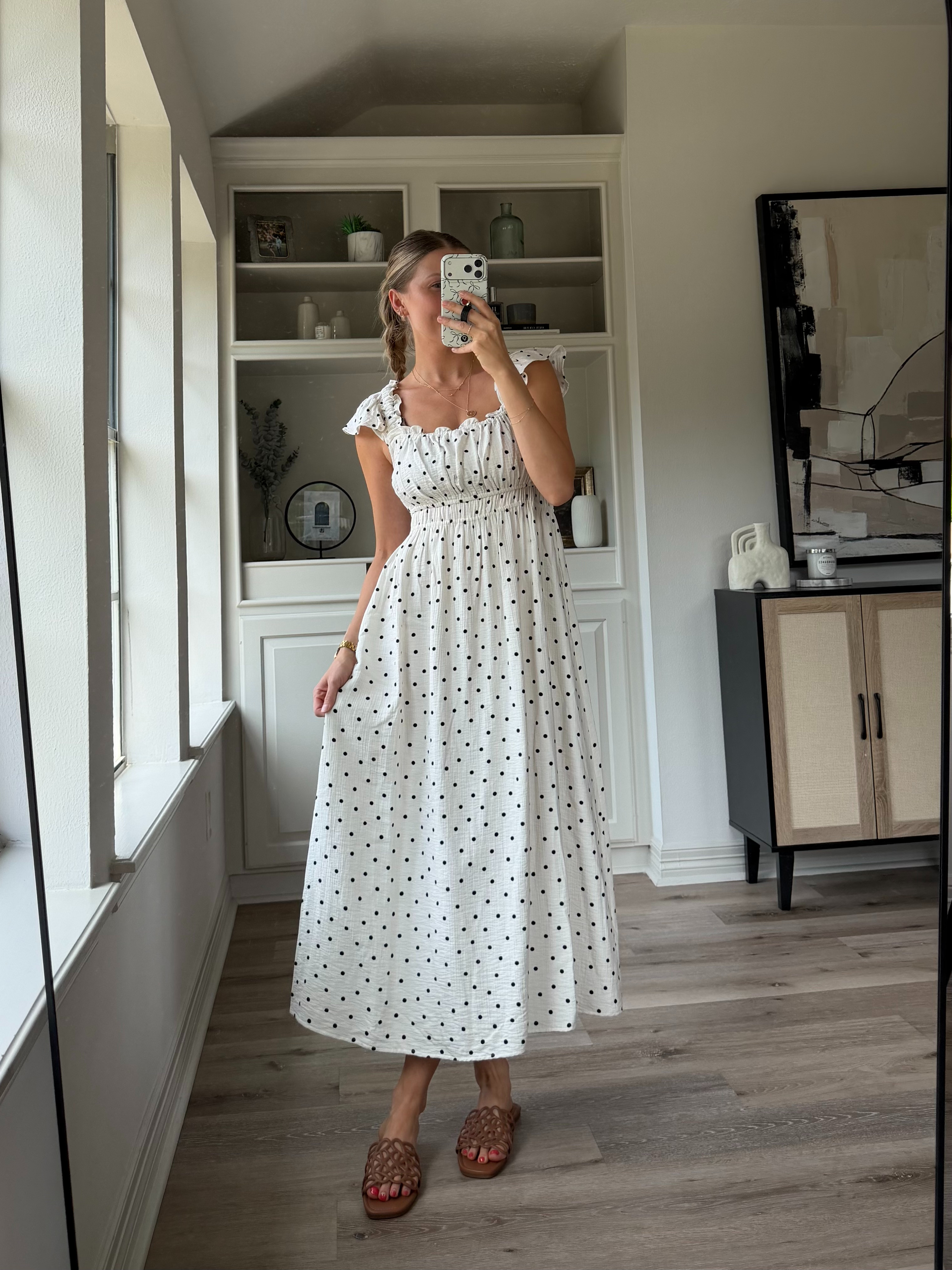 Cutest polka dot dress! Wearing summer 

 