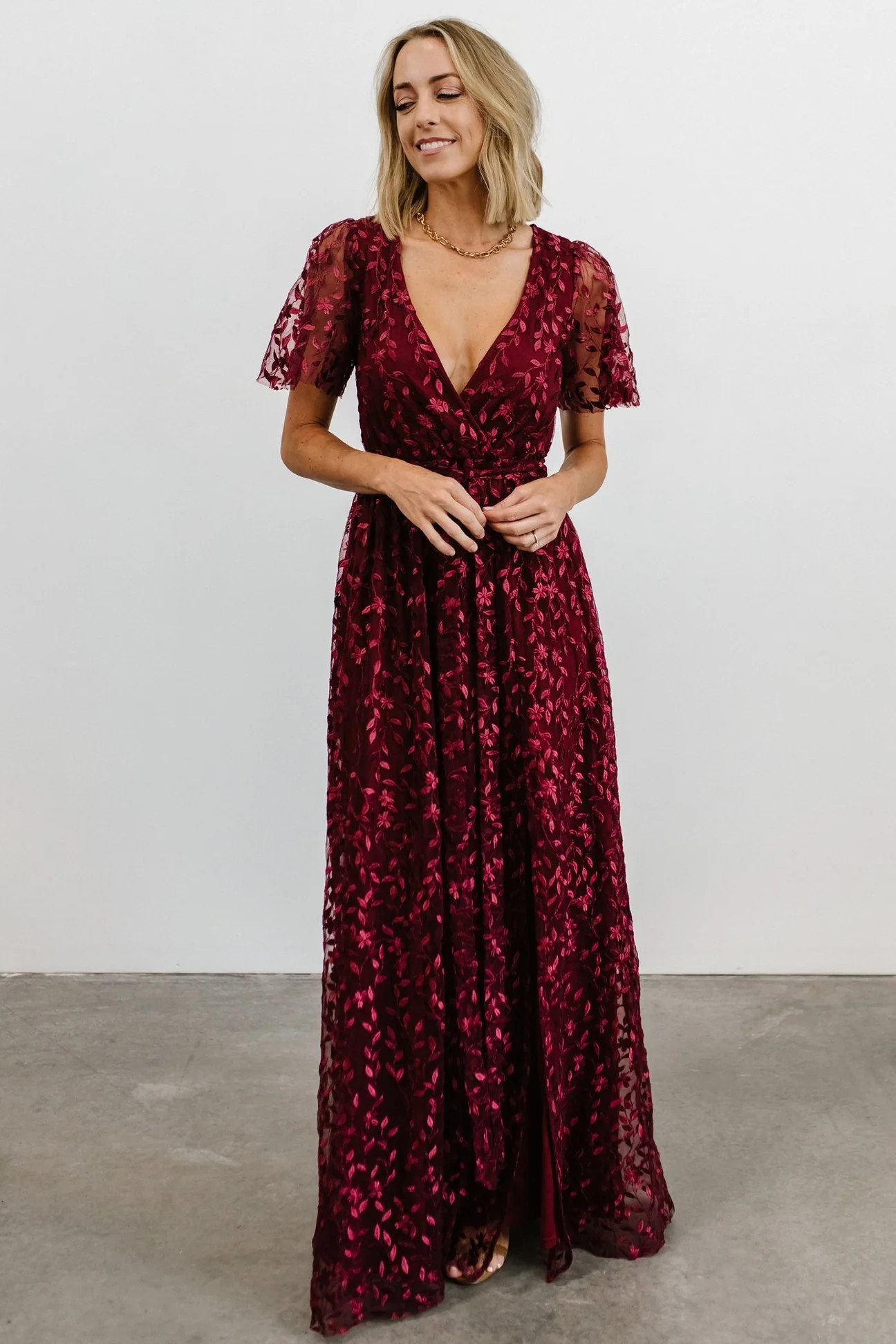 Marseille Embossed Maxi Dress | Mulberry | Baltic Born