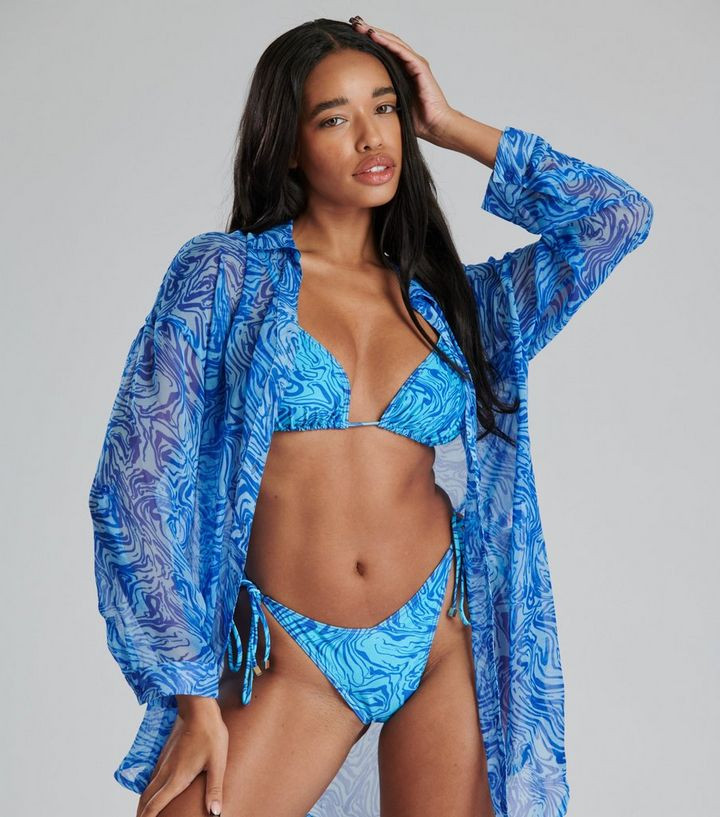 South Beach Blue Wavy Button Front Beach Shirt
						
						Add to Saved Items
						Remove from ... | New Look (UK)