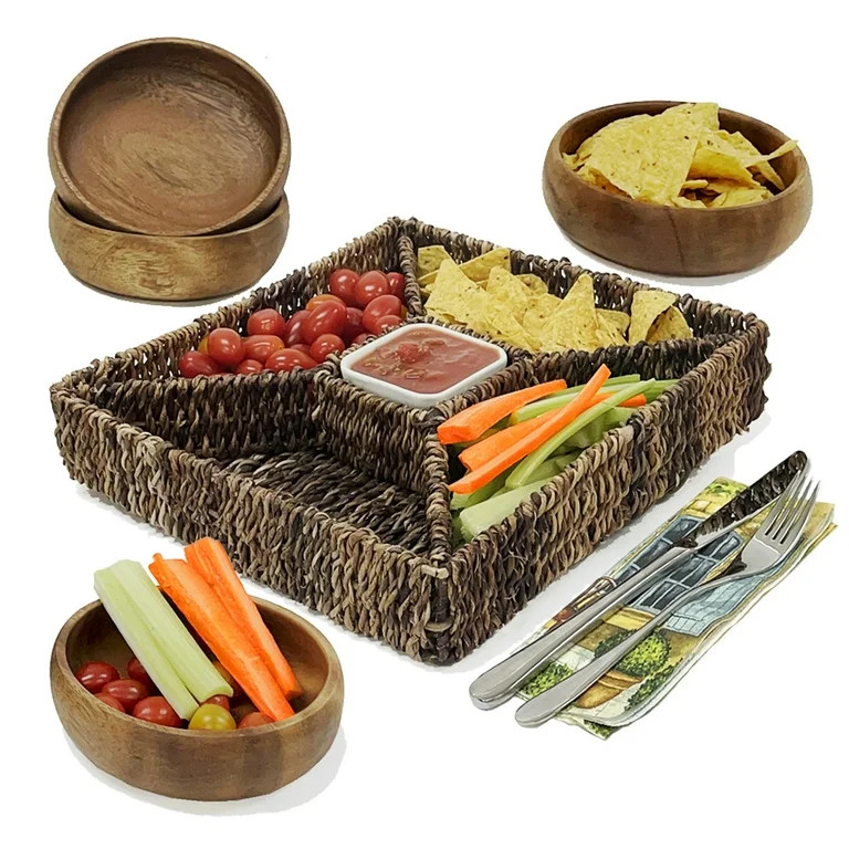 Woodard & Charles Square Chip & Dip with Serving Bowl Serving Set, 5 Piece Set | Walmart (US)