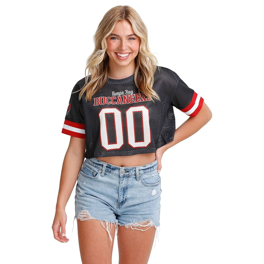 FOCO Women's NFL Ladies Fashion Gameday Jersey Mesh Crop Top Shirt | Amazon (US)