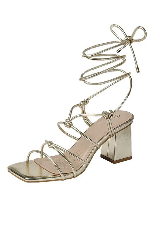 Kaywin Lace Up Heels - Gold | Fancyd Boutiqe