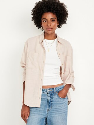 Flannel Boyfriend Button-Down Shirt | Old Navy (CA)