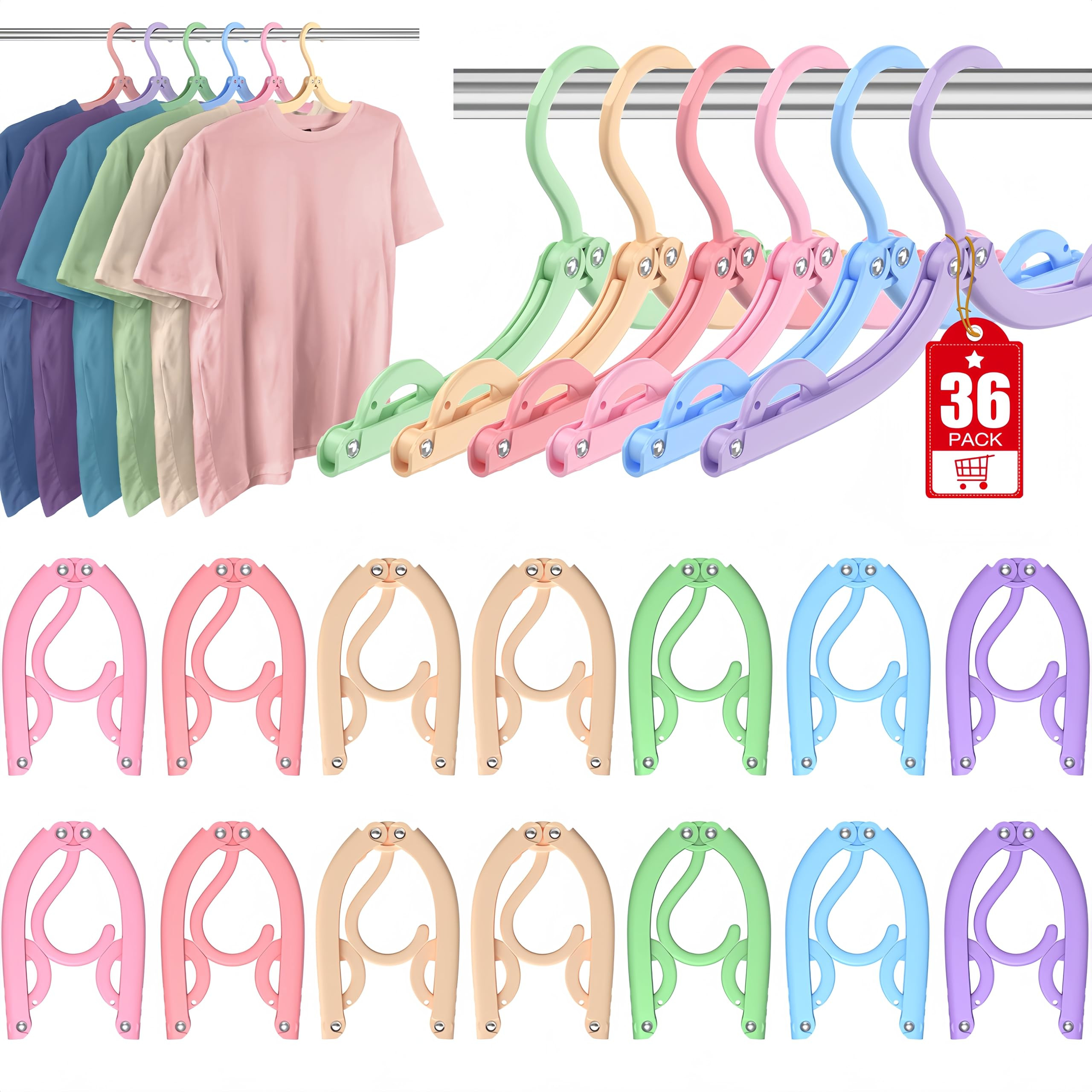 36 Pcs Foldable Travel Hangers - Cruise Ship Essentials Clothes Hangers Travel Accessories Clothe... | Amazon (US)