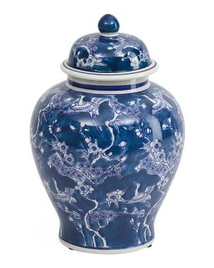 8.25x12 Cherry Blossom Chinoiserie Ceramic Jar With Lid | TJ Maxx
