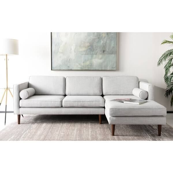 Safavieh Couture Dulce Mid-Century Chaise Sofa - Light Grey / Brown | Bed Bath & Beyond
