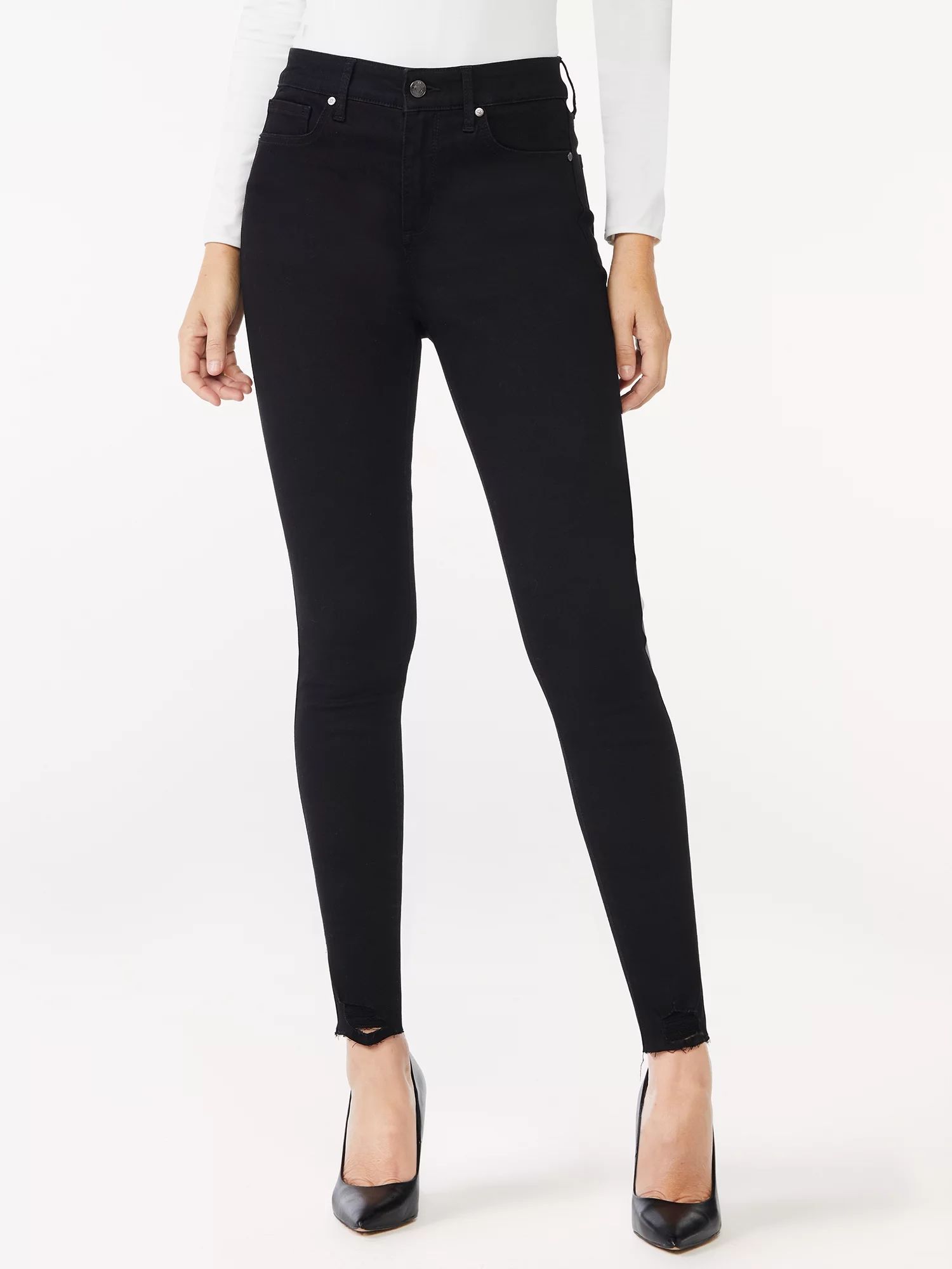 Sofia Jeans Women's Rosa Curvy High Rise Destructed Hem Skinny Jeans | Walmart (US)