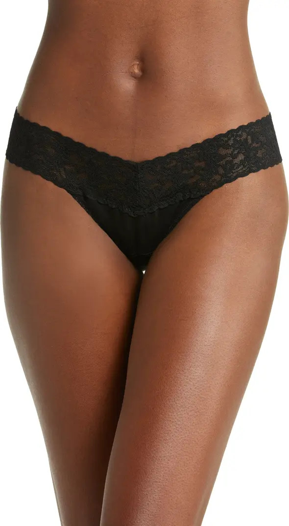 Mid Rise Lace Trim Thong | Nordstrom