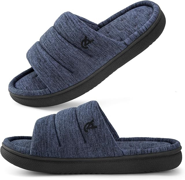 VeraCosy Mens Open-Toe Slippers Memory Foam Indoor Outdoor House Shoes | Amazon (US)