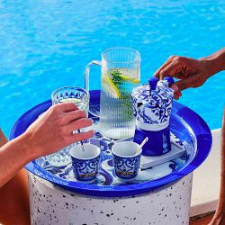 Bialetti Dolce & Gabbana Espresso Cups with Gold Stirrers, Set of 2, Blu Mediterraneo | Williams-Sonoma