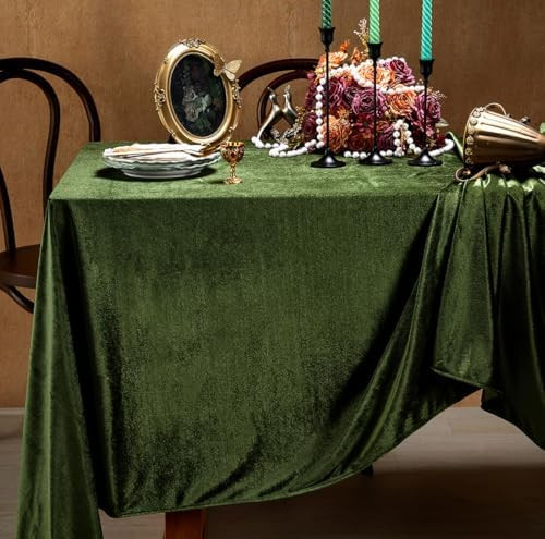 SoarDream Olive Green Velvet Tablecloth 60 x 102 Inch Lush Panne Rectangular Table Cloth for Banq... | Amazon (US)