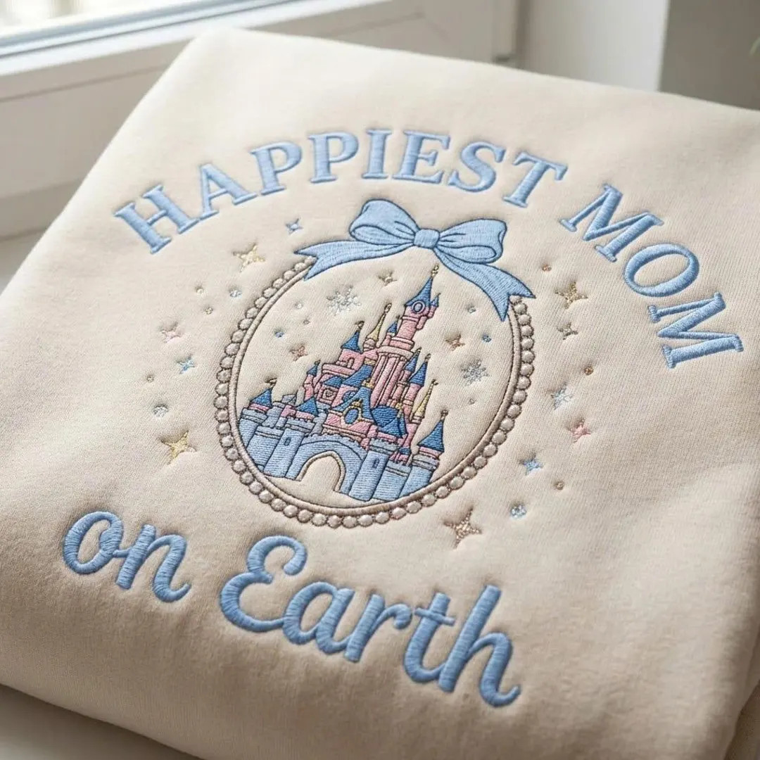 Embroidered Happiest Mom On Earth Shirt, Mama Tee, Mother's Day Gift For Mom, Magic Castle Coquet... | Etsy (US)
