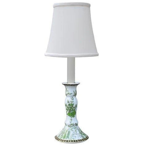 Green and White Floral Porcelain Mini Candle Stand Lamp | The Well Appointed House, LLC