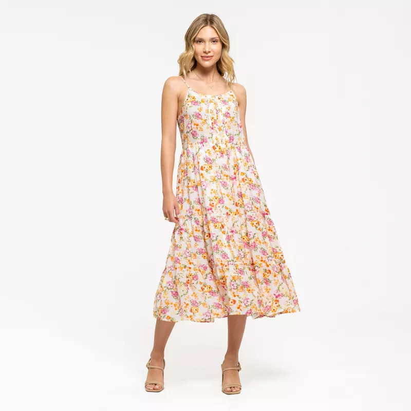 August Sky Women's Sleeveless Floral Tiered Maxi Dress | Target