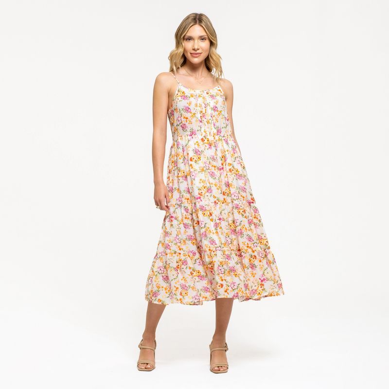 August Sky Women's Sleeveless Floral Tiered Maxi Dress | Target